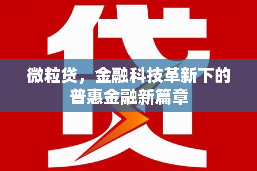 凤台微粒贷，金融科技革新下的普惠金融新篇章