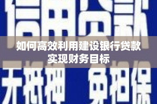 凤台如何高效利用建设银行贷款实现财务目标