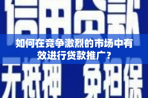 凤台如何在竞争激烈的市场中有效进行贷款推广？