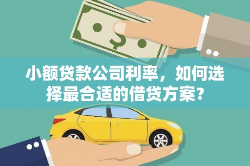 凤台小额贷款公司利率，如何选择最合适的借贷方案？