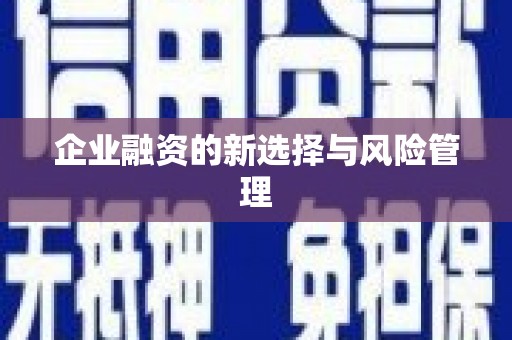 凤台企业融资的新选择与风险管理